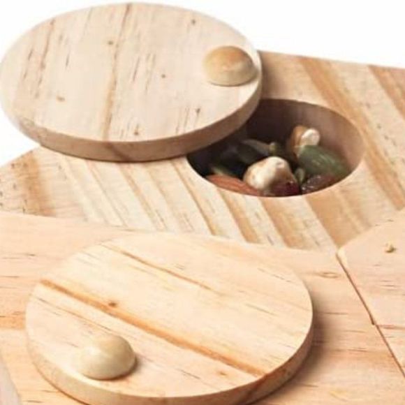 LUBALU Wooden Enrichment Foraging Toy for Small Pet,Interactive Hide Treats - Picture 3 of 3